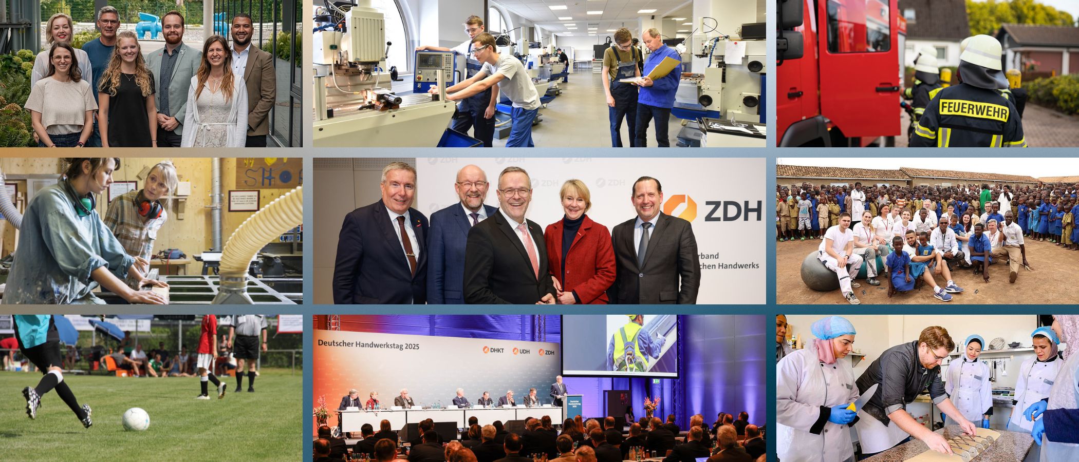 Collage einzelner Bilder aus dem Kontext Handwerk und Eherenamt