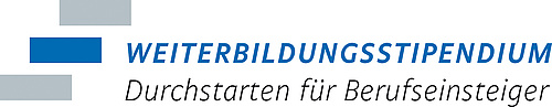 Logo und Schriftzug "Weiterbildungsstipendium - Durchstarten für Berufseinsteiger""