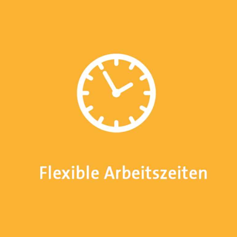 Icon zum Thema flexible Arbeitszeiten auf gelbem Hintergrund