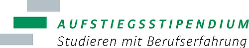 Logo und Schriftzug "Aufstiegsstipendium - Studieren mit Berufserfahrung"