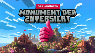 Keyvisual des Gaming-Projekts der Handwerkskampagne: Aus Einzelelementen gebaueter Handwerksdaumen in Gaming-Optik