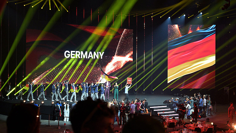 Team-Germany bei der Eröffnungsfeier der Euroskills 2025 in Herning