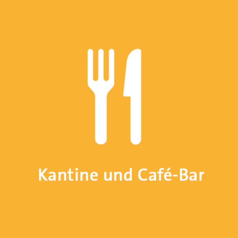 Icon zum Thema Kantine und Kaffee-Bar auf gelbem Hintergrund