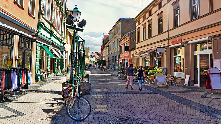 Innestadtzentrum udn Fußgängerzone der Stadt Stendal.