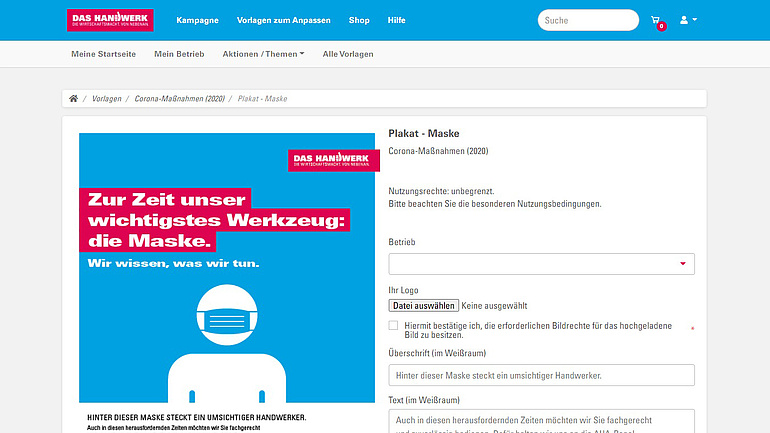 Screenshot der Startseite des neuen Werbeportals der Imagekampagne des deutschen Handwerks.