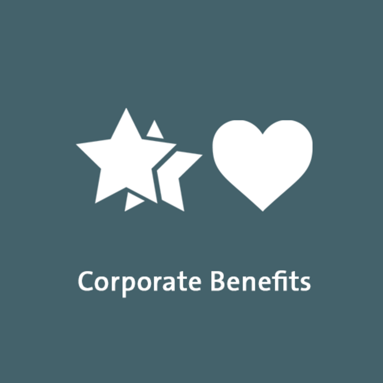 Icon zum Thema Corporate Benefits auf grauem Hintergrund