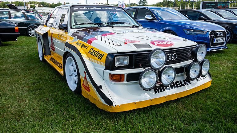 Stockholm, Schweden - 2. August 2025: Audi Sport Quattro S1 E2, legendäres Rallye-Gewinnerauto, bei Stockholm Car Meet zu sehen